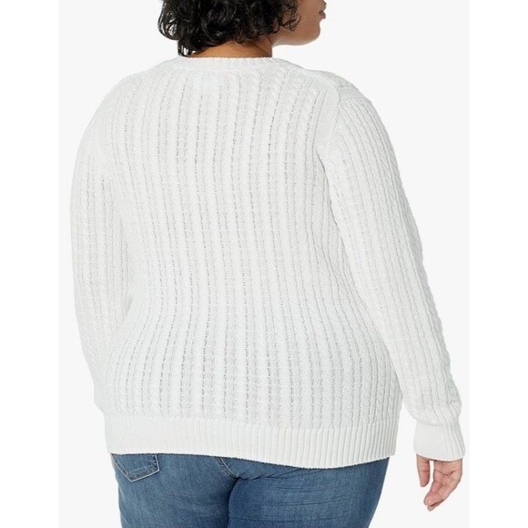 Amazon Essentials Womens Fisherman Cable Long-Sleeve Crewneck Sweater 3XL White - Picture 2 of 7